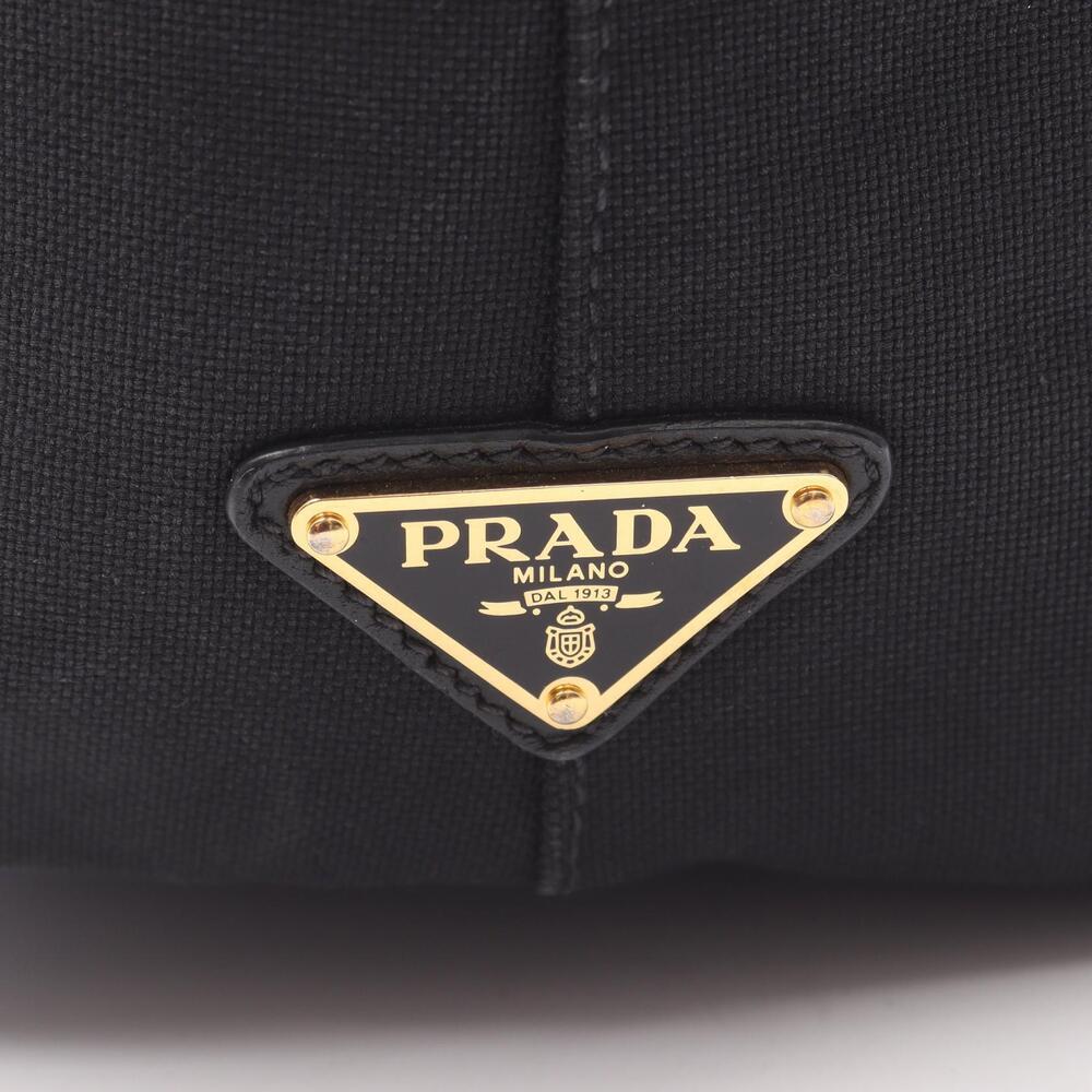 Prada Canvas LOGO Bag Black JACQUARD Leather Tote - Picture 4 of 9